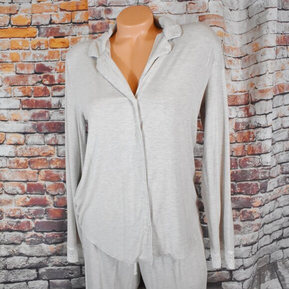 Victorias Secret Medium Modal Pajama Set Lace Trim Long Sleeve Pants - Picture 3 of 12